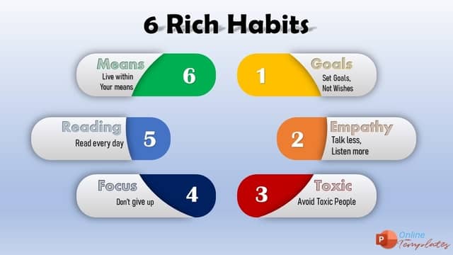 6 Habits Rich People - Circular Template - Online-Powerpoint-Templates